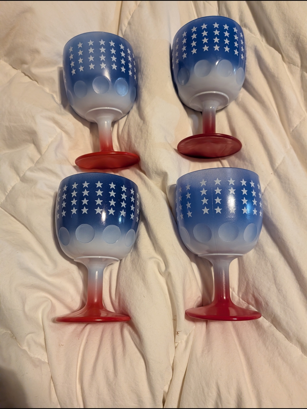 Patriotic Blue & Red Star Goblet Glasses - Set of 4 Barlett Collins